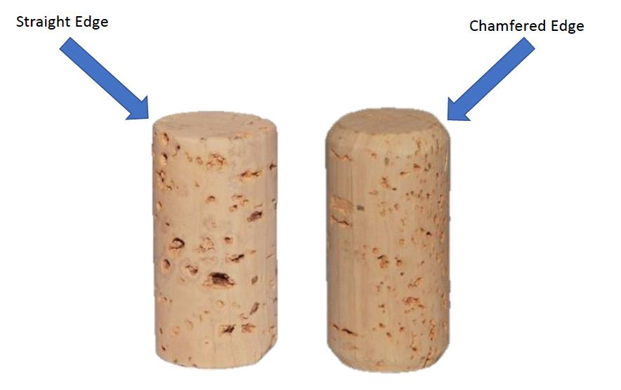 What is the difference between a straight or chamfered style cork